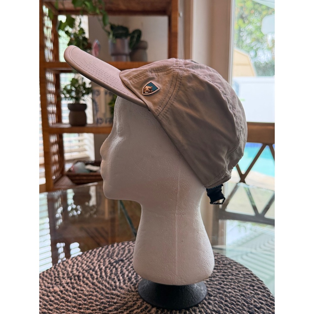 KUHL Tan Nylon Stretch 5 Panel Hat Adjustable Hiking Outdoor Cap Mountain Pin